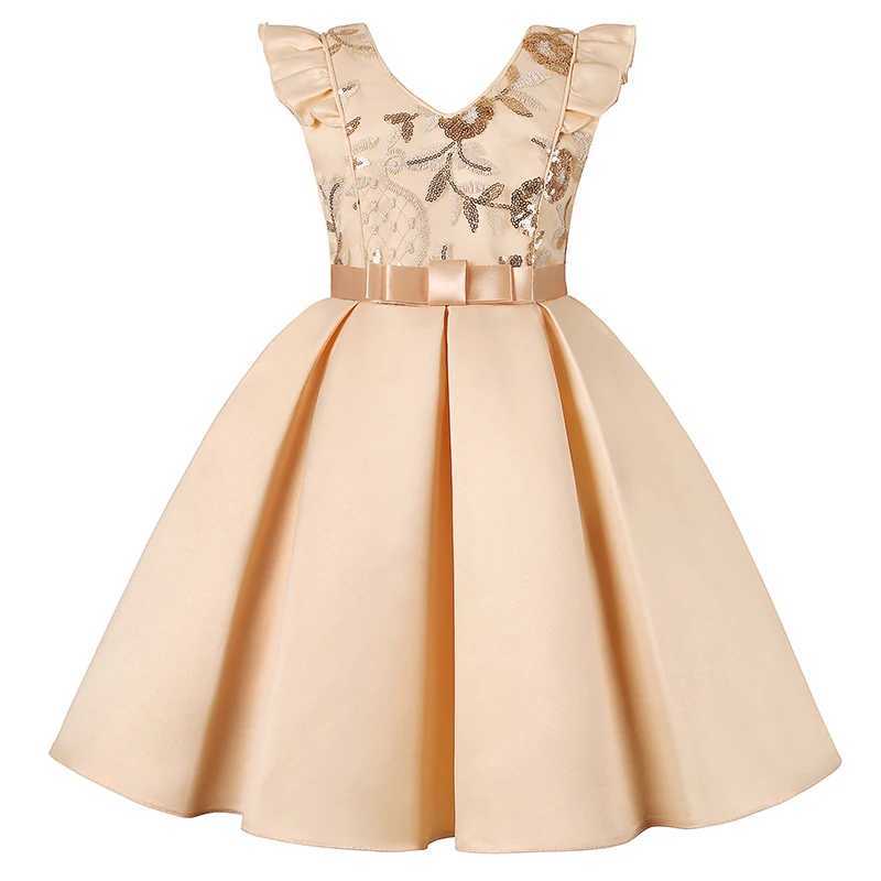 Floral sequin girls dress summer sleeveless fashion princess dress birthday gift 2-10 year old childrens clothing W250326