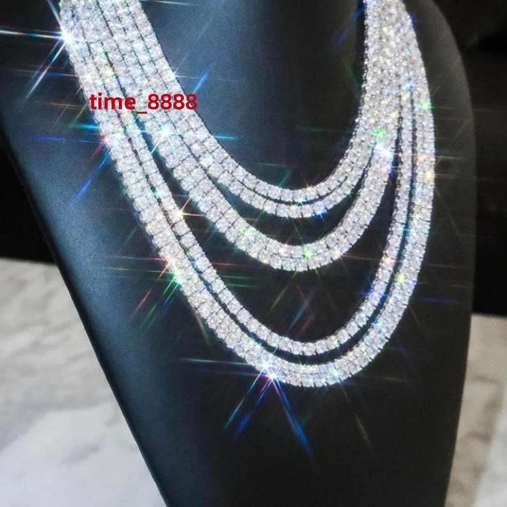 925 Silver Sparkling VVS Moissanite Tennis Chain 2mm/3mm/4mm/5mm Diamond Moissanite Iced Out Tennis Chain Necklace