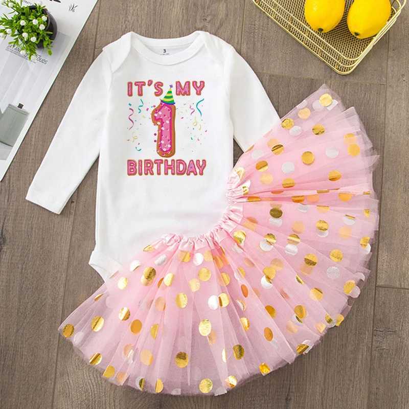 Baby Girls 1st and 2nd Birthday Set Romperc Cake Dress Birthday Par Shirt Tutu+Baby Tight Dress Set Girls jumpsuit W250326