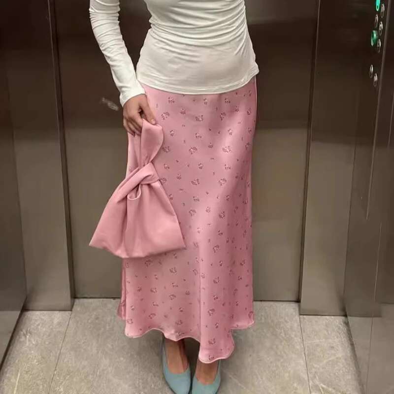 Summer Printed Fashion Long for Women High Waist Contrast Patchwork Slim Elegant Party Looks Ladies Y2k Maxi Skirt