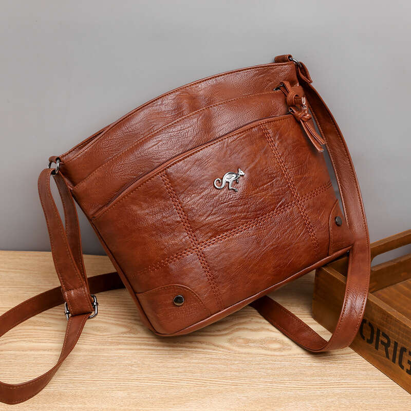 Soft leather texture bag for women's crossbody, new fashion shoulder bag, simple trendy, multiple pockets, and large capacity