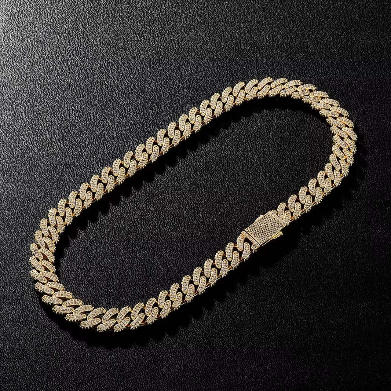 13mm Cuban Link Hip Hop Chain Necklace with Spring Clasp Stylish Moissanite Chain