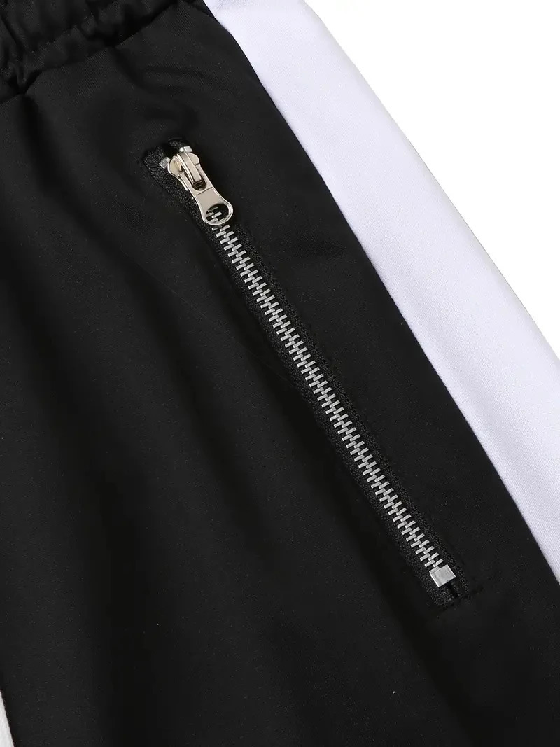 Mens sportswear jogging pants mens casual fashionable colored zipper pockets drawstring sports leggings 250326
