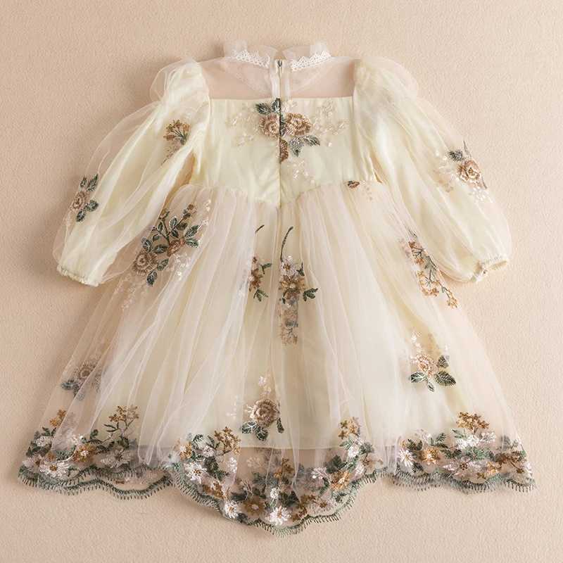 2 6 8 Yrs Spring Girls Princess Dress Long Sleeve Autumn Childrens Chiffon Vestidos Flower Elegant Par Dress Childrens Casual Cloth W250326
