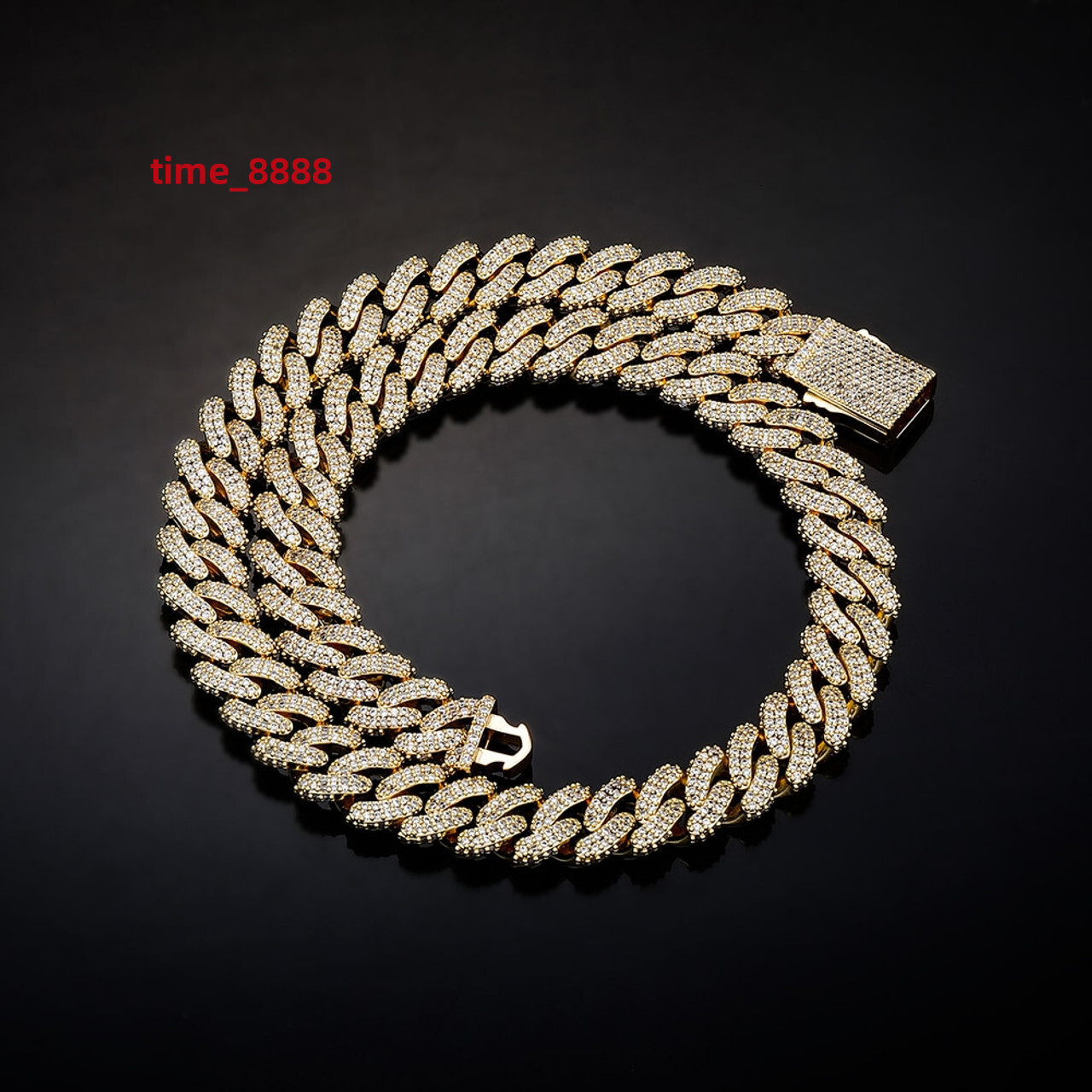 13mm Cuban Link Hip Hop Chain Necklace with Spring Clasp Stylish Moissanite Chain