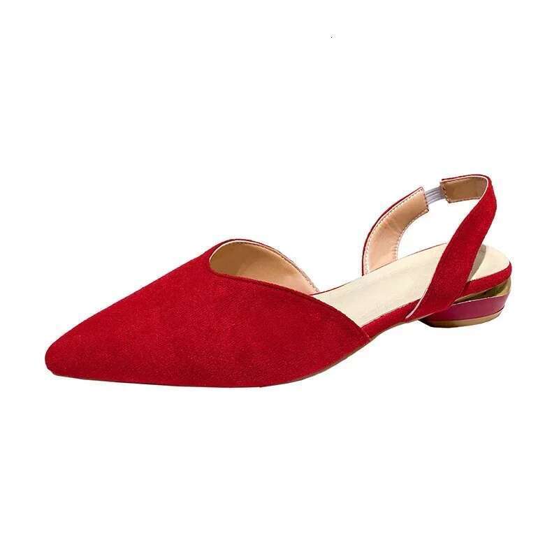 Sandals Low heels 2025 Summer New Fashion Suede Pointed Toe shallow Dress Shoes for Women Casual Slippers atos De Mujer