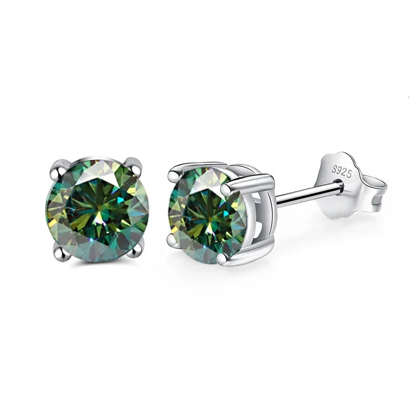NeeTim Earrings for Women S925 Sterling Silver Green Pink Red Black Blue Sparkling Diamond Ear Studs Fine Jewelry 250318