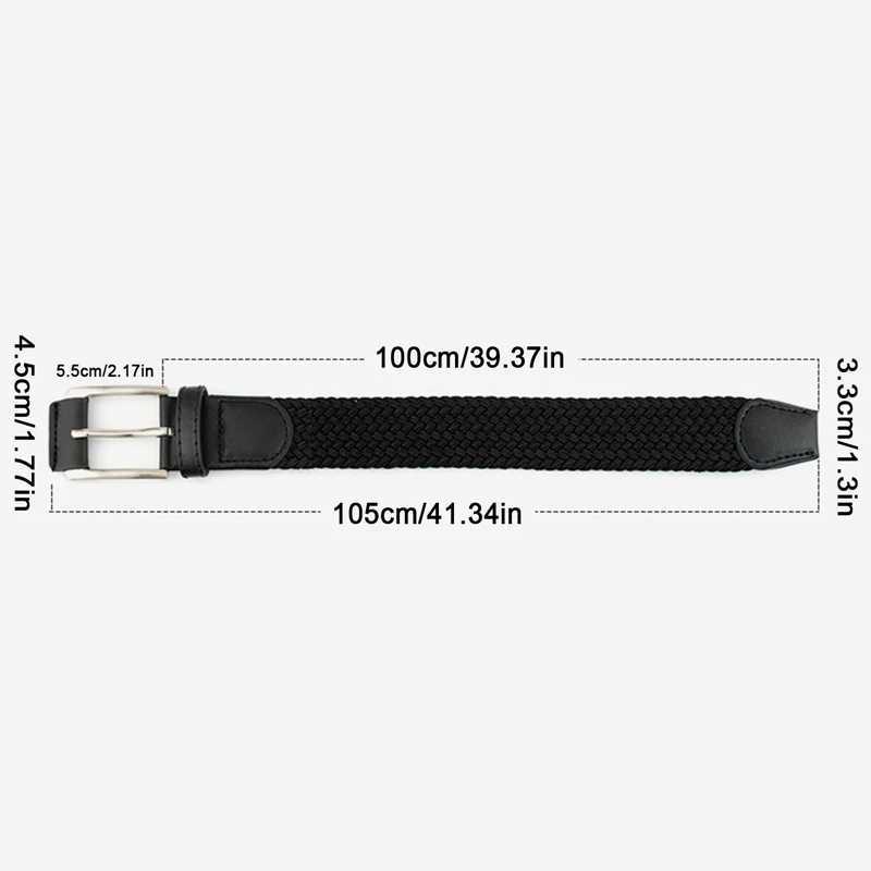 105cm Adjustable Buckle Braided Strap Unisex Jeans Trouser Pants with Womens Metal Lock Waist Belt W250326