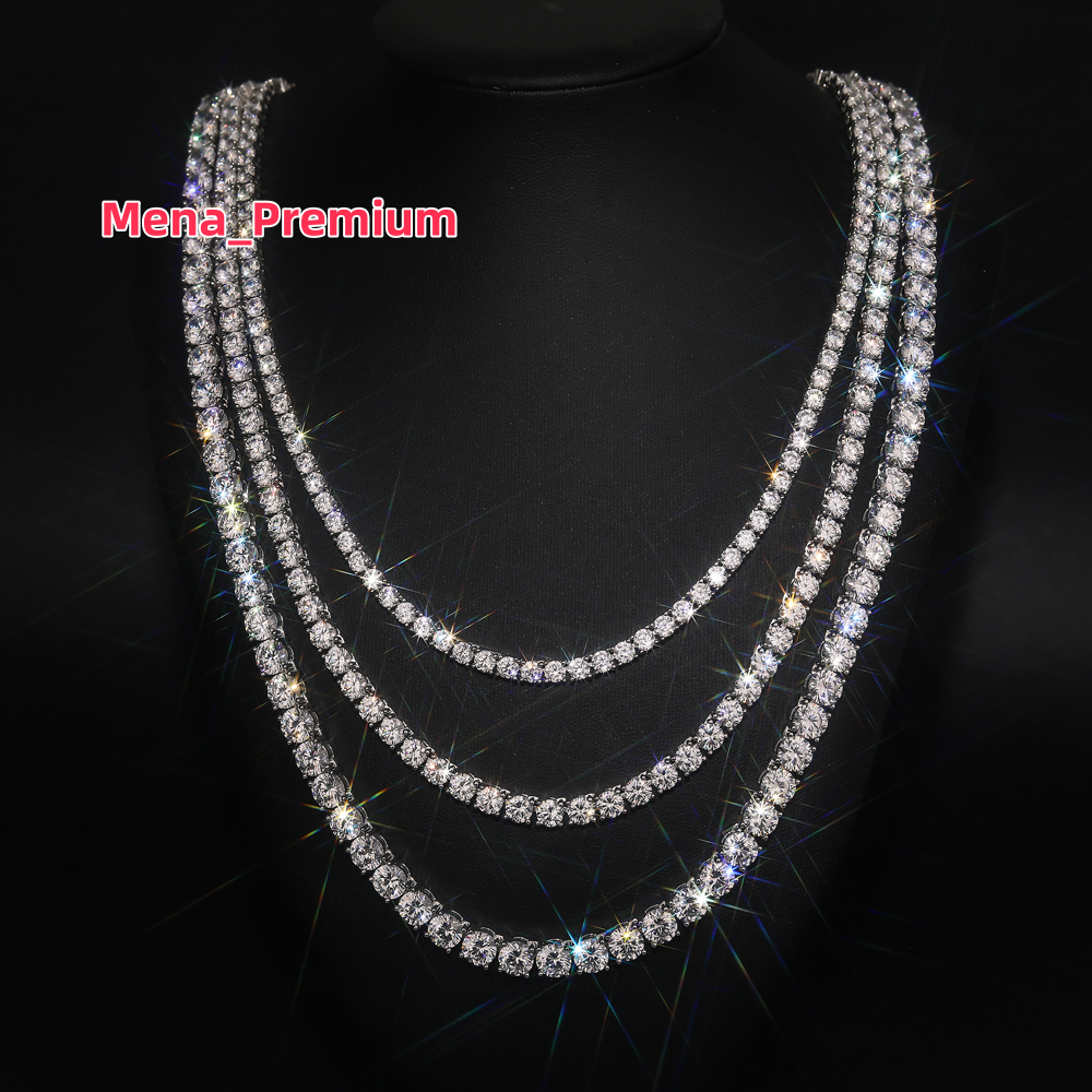 Wholesale Custom Chain Tennis Necklace 925 Sterling Silver GRA Moissanite Lab Diamond Hip Hop Tennis Necklace for Men