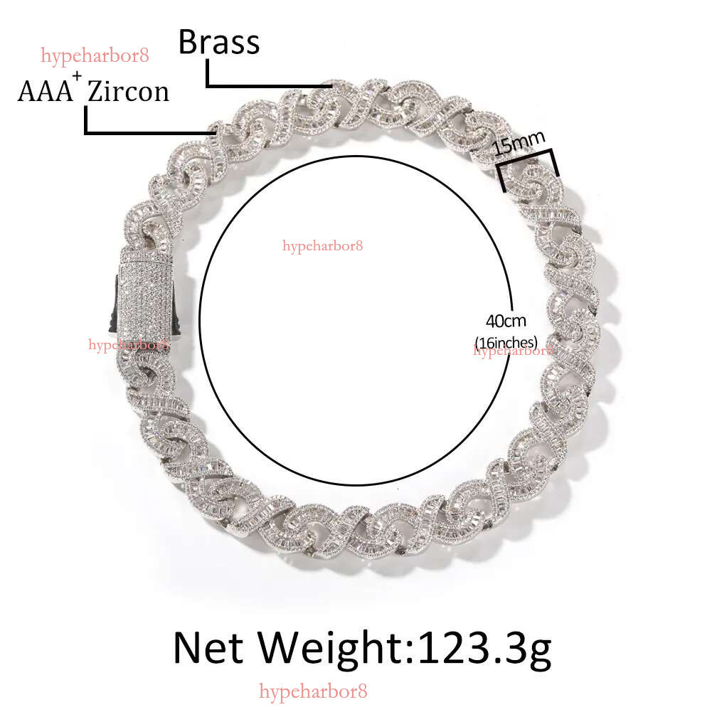 Pendant Necklaces THE BG KING 15mm Infinity Cuban Baguettecz Necklace Iced Out Square Cubic Zirconia HipHop Fashion Jewelry For Party Gift 230908