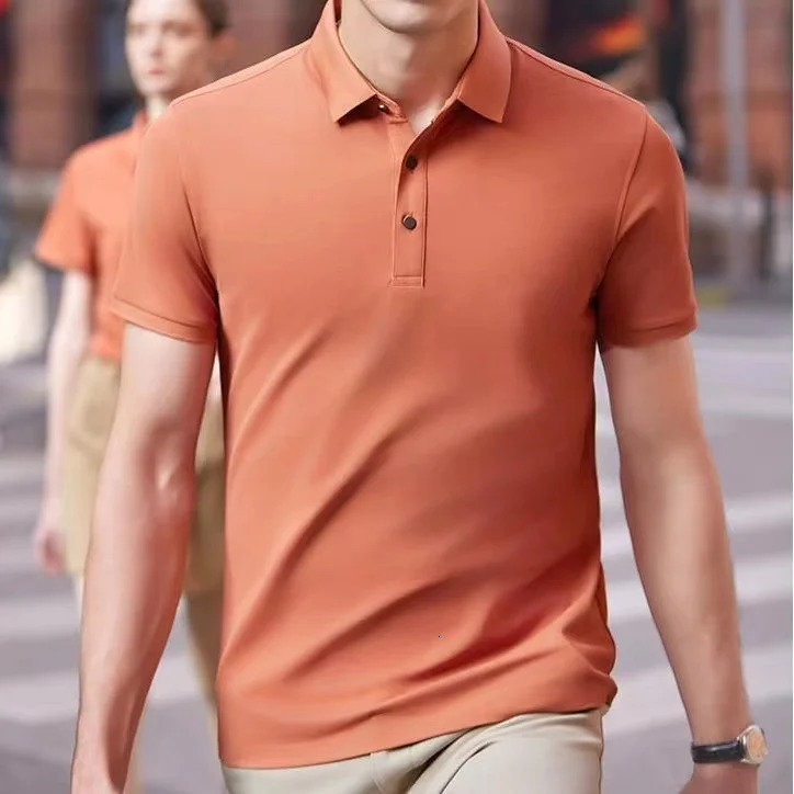 Mens Polo Shirt Mesh Breathable Collar Casual Top Tshirt Summer Fashion Business Short Sleeve Plain 250326