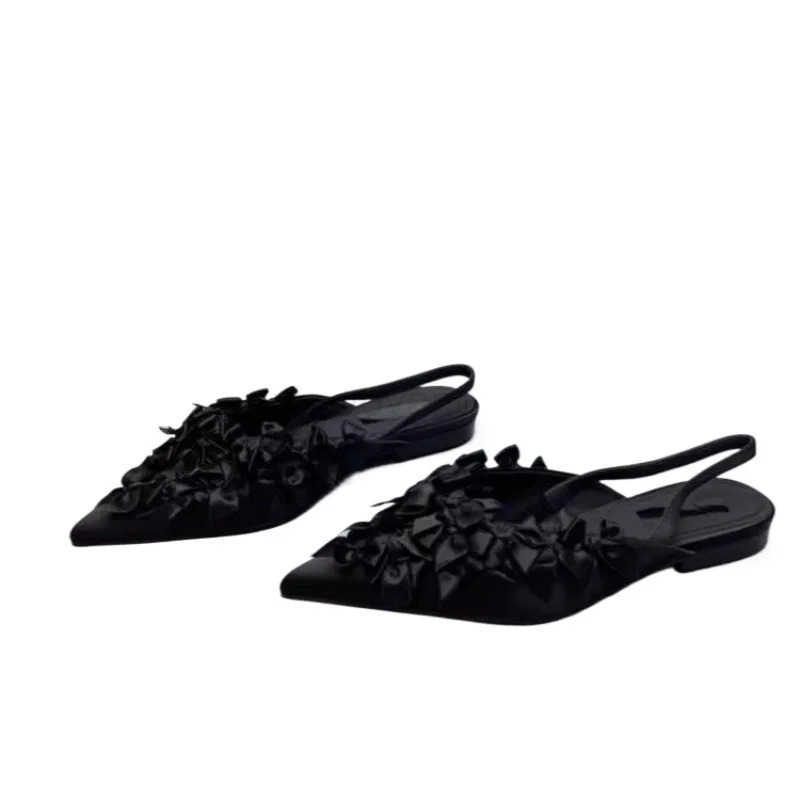 Wens Shoes 2024 High Quali Autumn Outdoor Wens Sandals Pointed Toe Solid -knot Low-heeled Daily Sandals Wen Z250326
