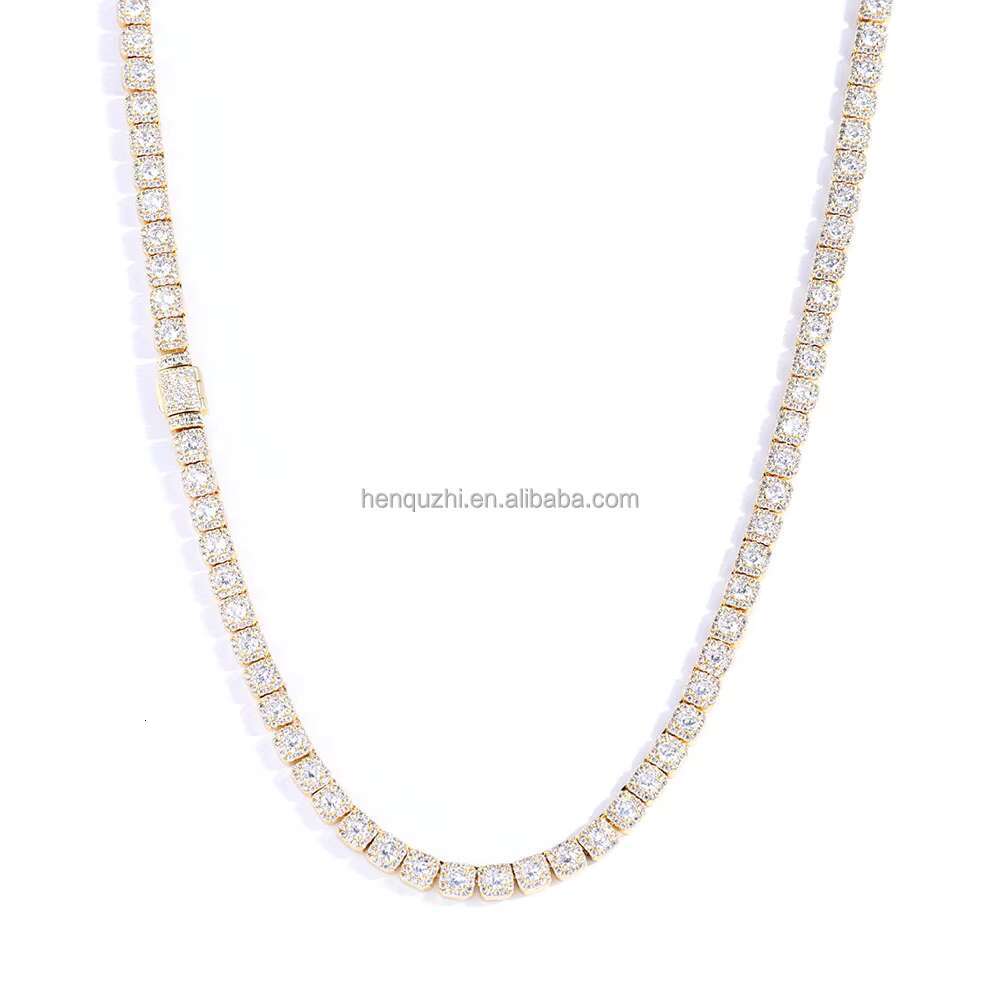 Iced out Hip Hop Moissanite Necklace 925 Silver Cubes with Laser Engraved Fashionable Genre Product