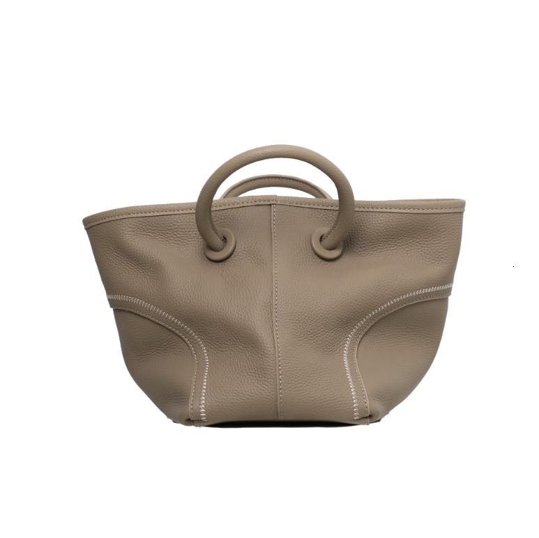 Designer 2025S autumn soft leather casual versatile hand-held vegetable basket lazy style shoulder crossbody women bag