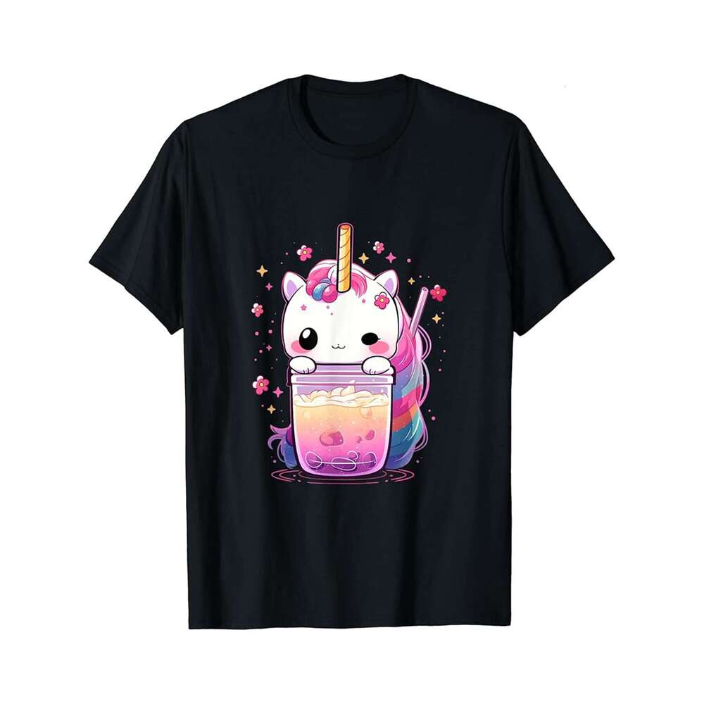 Designer T shirt Unicorn Boba Tea Bubble Tea Anime Kawaii - 220g Tshits