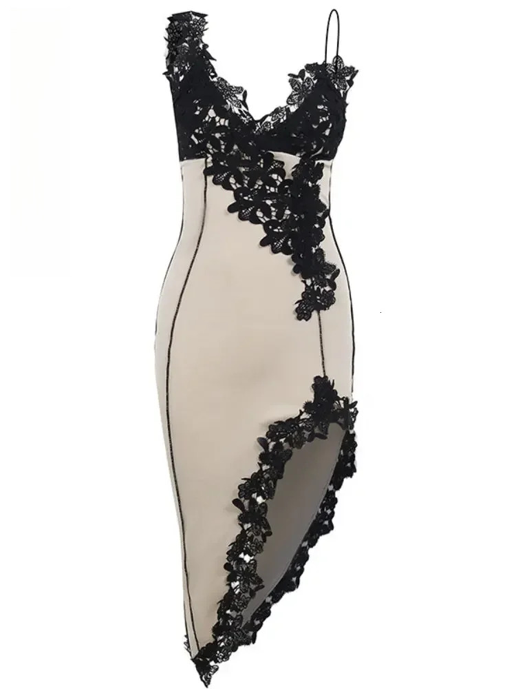 Embellished Asymmetric Slit Midi Dress Kylie Jenner Outfits Sexy Night Club Party Dresses For Woman C66-Dz22