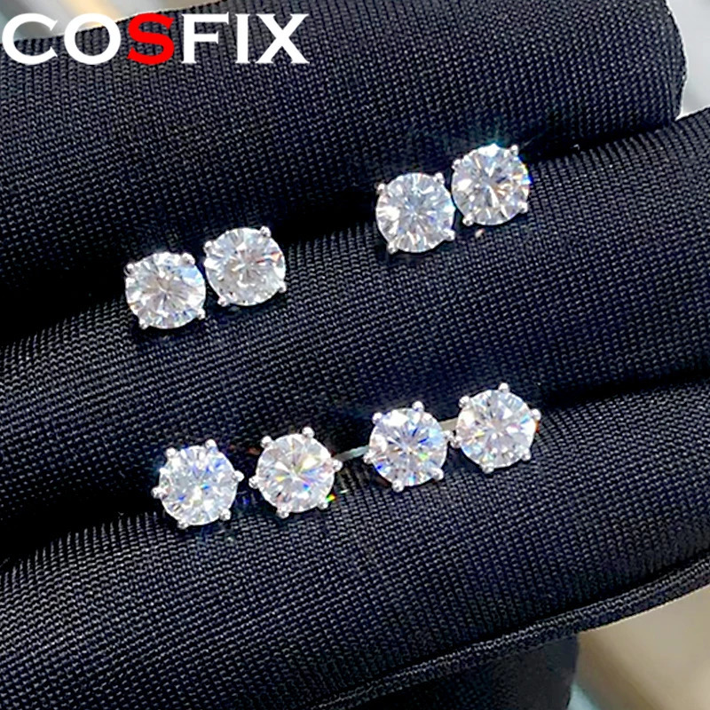 COSFIX Stud Earrings For Women 0.2-5ct D Color Earrings Fashion Round Women Stud Earring 2024 250318