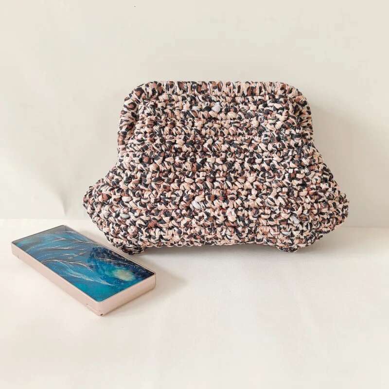 Leopard Print Women's Fabric Crochet Handbag Single Shoulder Chain Crossbody Small Square Purses For Women Bag
