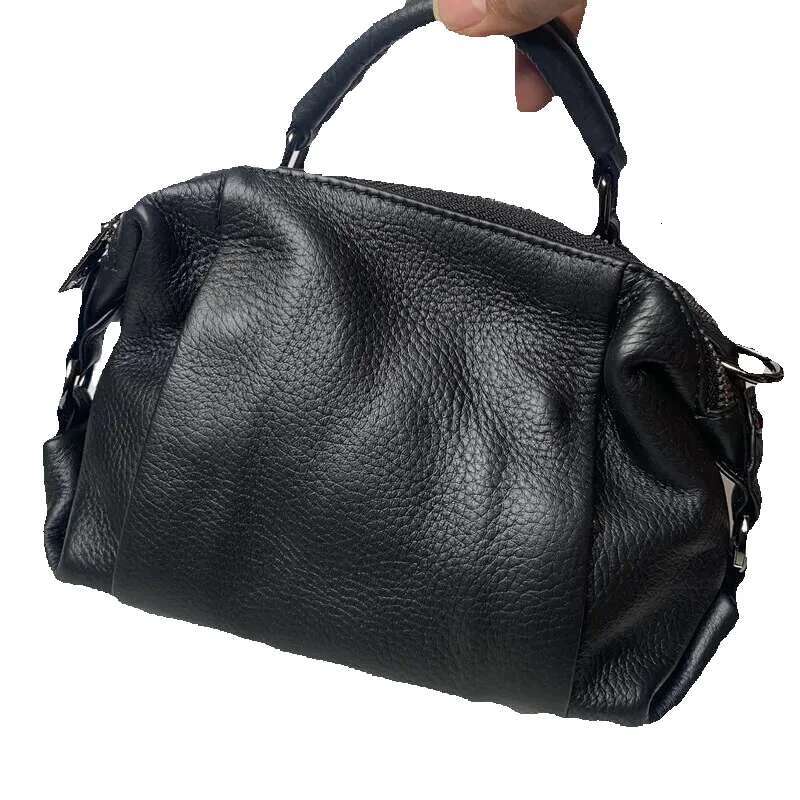 Women's Genuine Leather Boston Handbags Designer Purses Ladies Shoulder Crossbody Bag High Quality Top Handle Messenger Bags