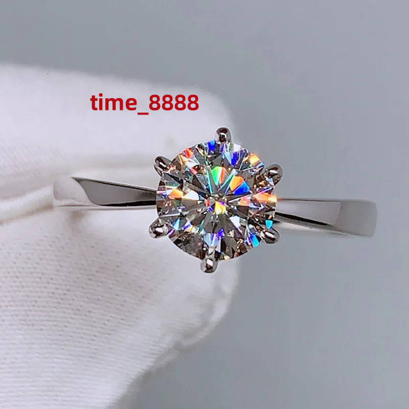 Pure 925 Sterling Silver 1 Carat D Color Moissanite Wedding Rings For Women2024 Trendy Jewelry Silver Moissanite Eternity Ring