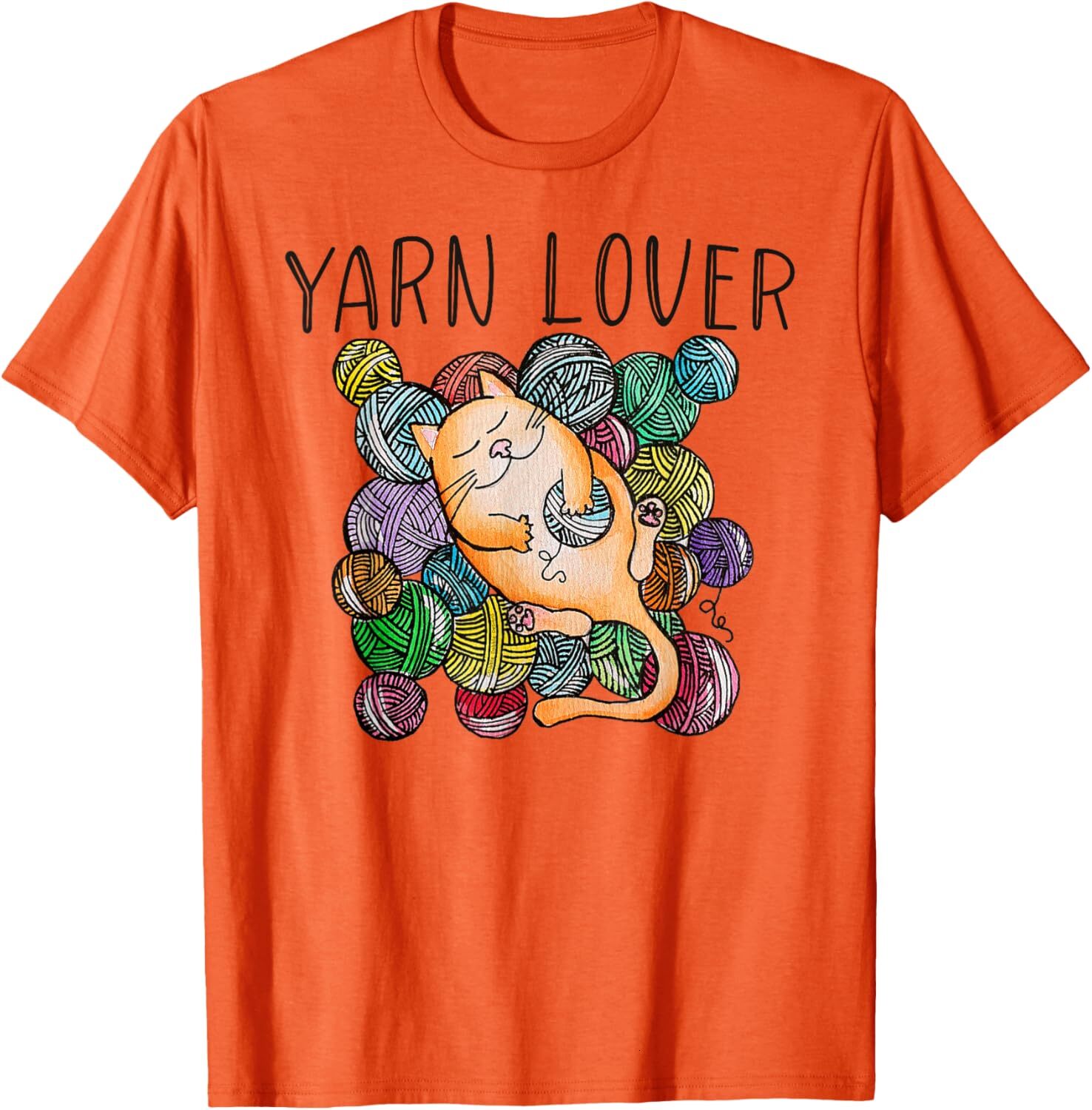T shirt for Mens Adorable Knitting and Crochet Happy Cat Yarn Lovers Graphic Tee Casual Tops Clothes Short sleeve cool