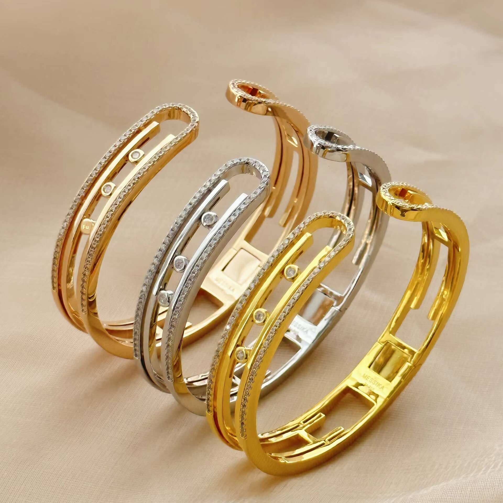 S pure sier sliding open exquisite three color fashionable style easy to match urious charm bracelet
