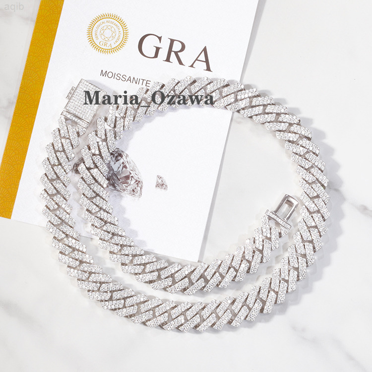 Fashion Design 2rows Moissanite Diamond Silver Cuban Link Necklace/bracelet Chain for Rapper Hiphop Jewelry