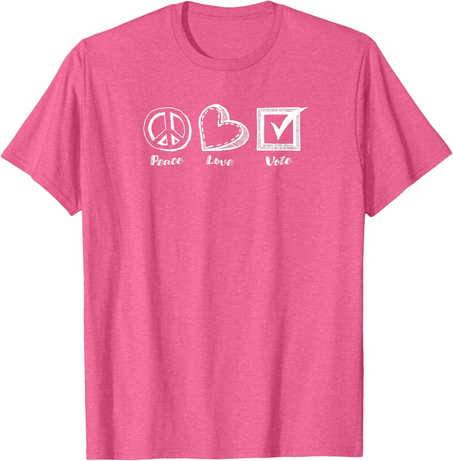 T shirt for Mens Pretty and Retro Peace Love and Vote Graphic Tee Casual Tops Clothes Short sleeve cool