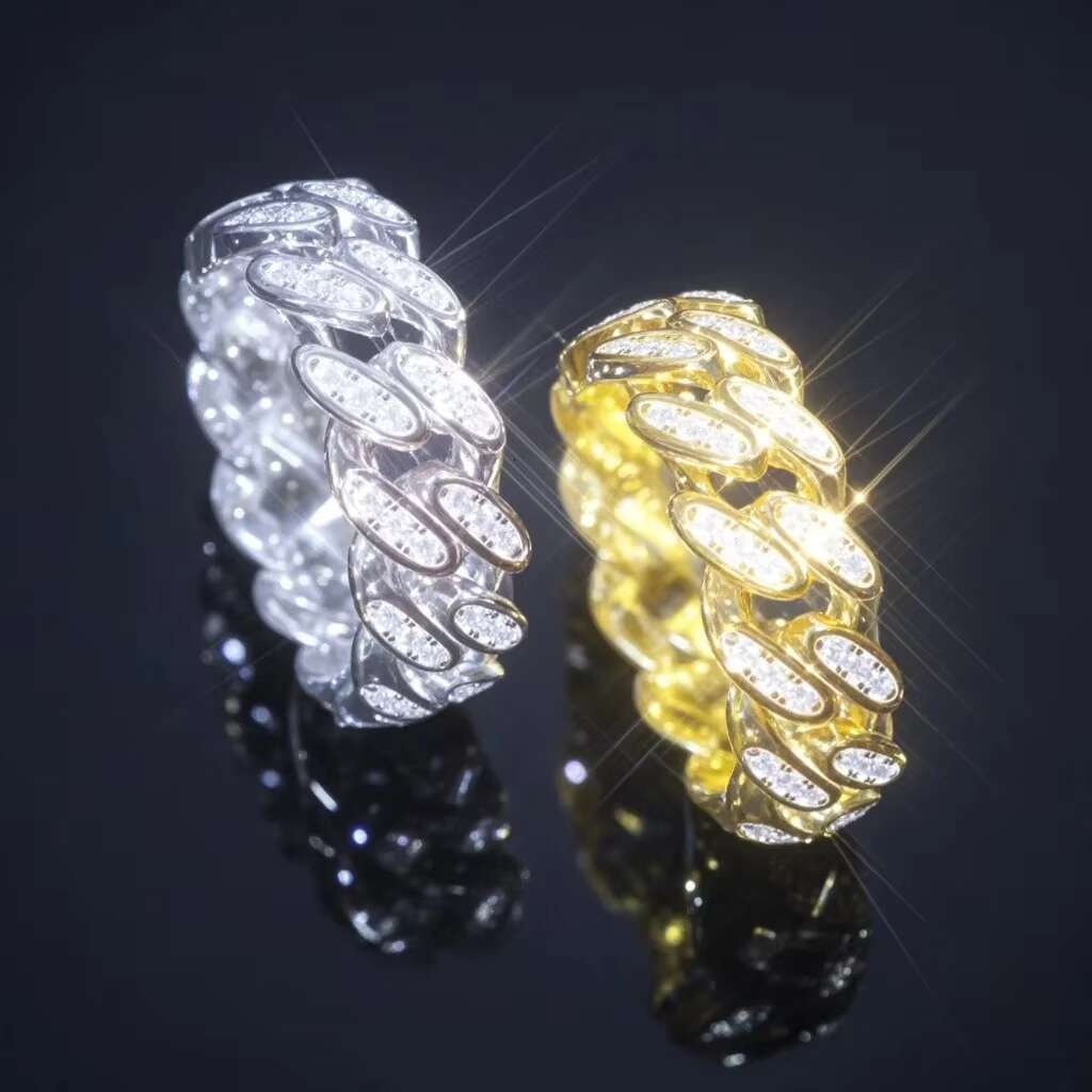 Linyin Cuban Link Chain Ring Moissanite Diamond Fine Jewelry Gold Hiphop 925 Silver Custom Wholesale Classic 18K GOLD Unisex
