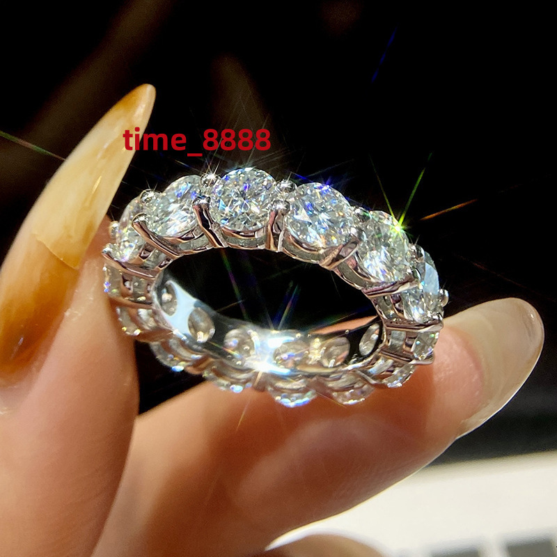 Fine Jewelry Gra Certified Moissanite Diamond Ring 925 Sterling Silver Iced Out Hip Hop Eternity O Ring Stacking Rings Jewelry