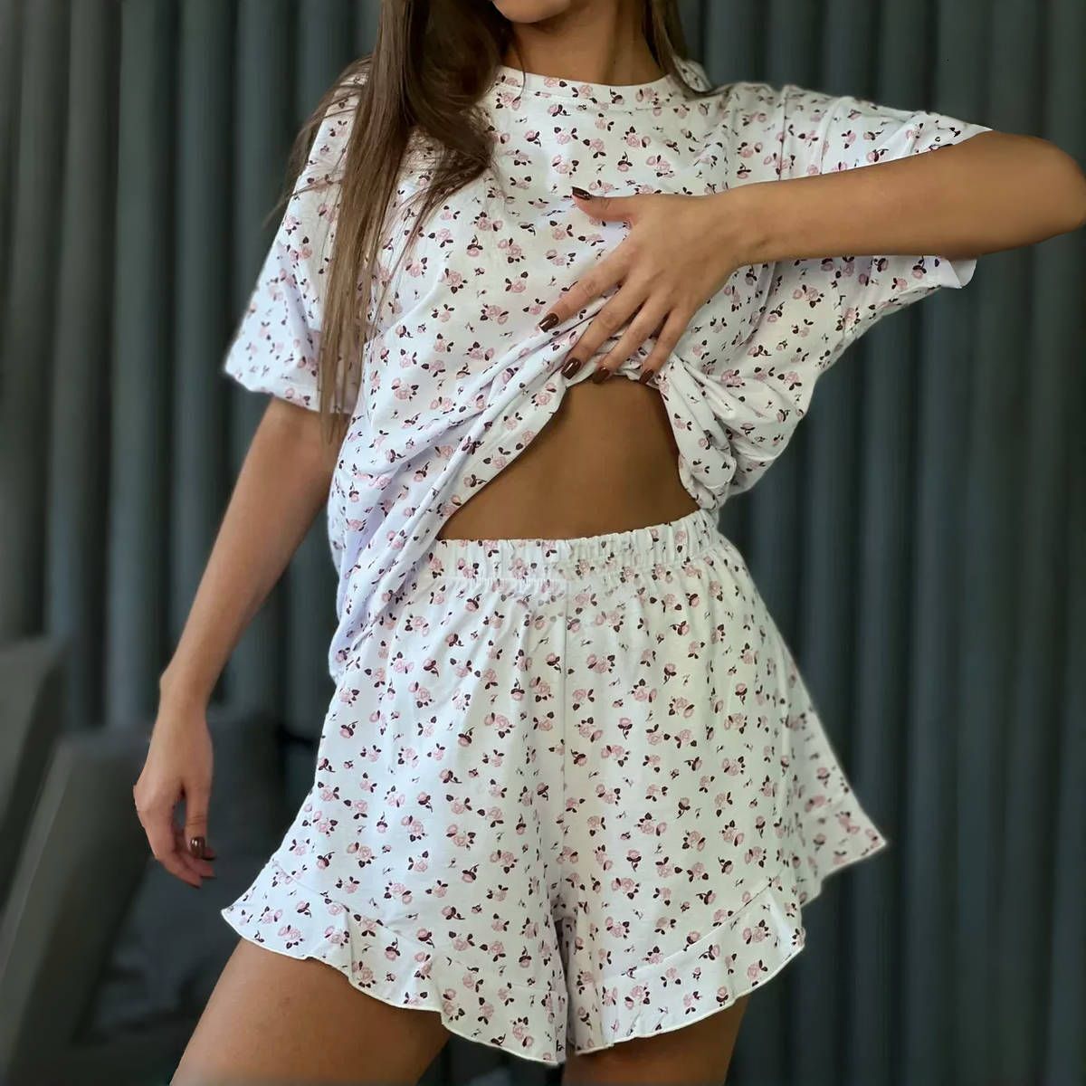 2025 New Spring/Summer Collection Printed Shorts Short Sleeves Fashion Casual Women's Pajamas Home Clothes