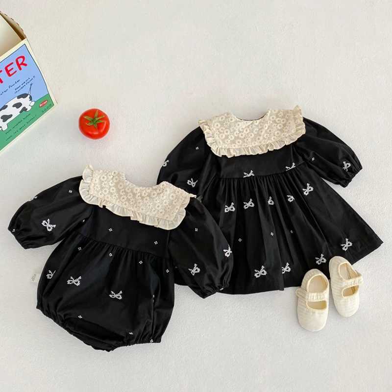 Sisters Clothing Autumn Spring Childrens Princess Dress Baby Girls Bodysuit Long Sleeve Cotton Embroidered Childrens Clothing W250326