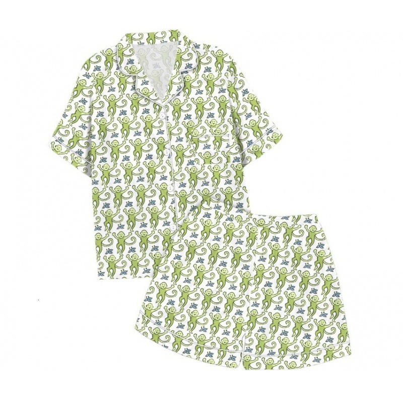 Summer Home Clothes Monkey Digital Printed Parent Child Short Sleeve Pajama Set