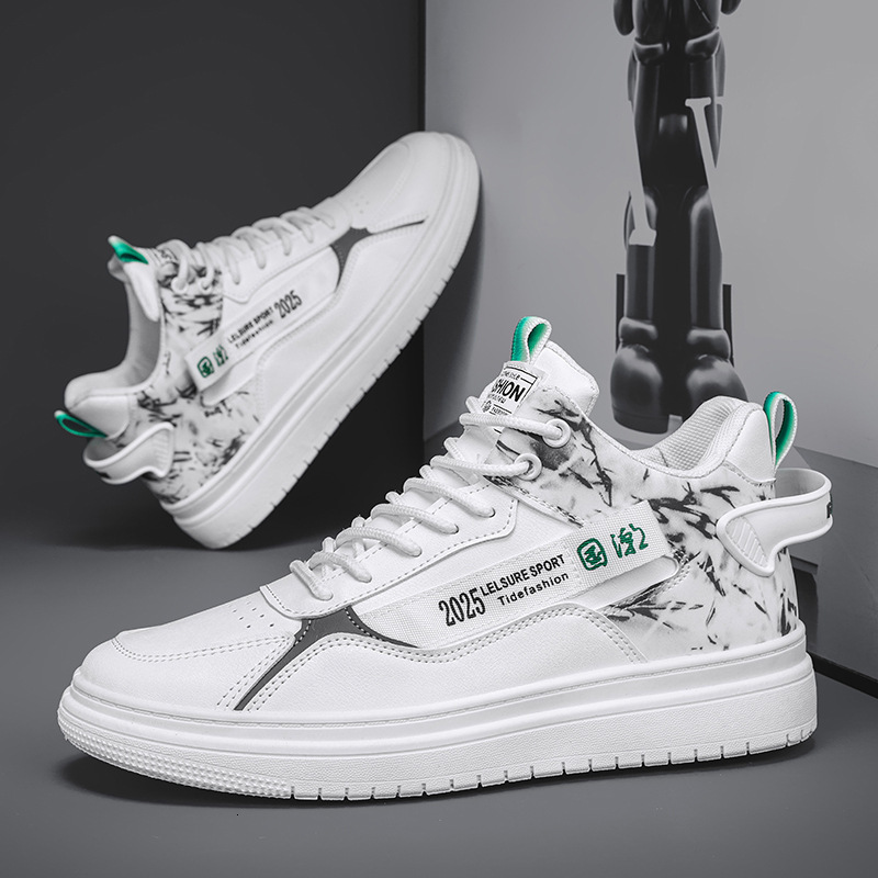 Designer Shoes Spring And Autumn Men's New Outdoor Sports Shoes Fashion Student Union Casual High Cut Thick Soled Shoes Men's White Shoes