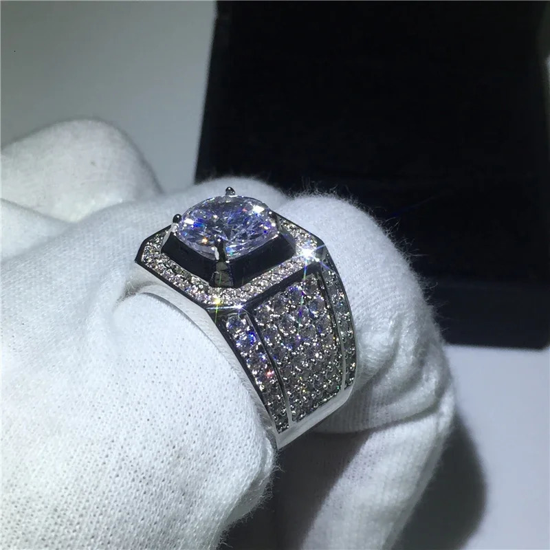 14K Gold Solitaire Male 2ct Lab Diamond Ring Silver Color Jewelry Engagement Wedding band Rings for men gift 250325