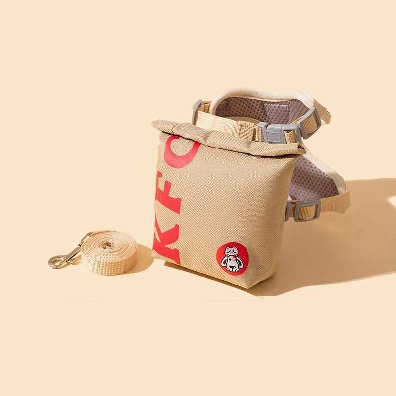 Burger Bag Dog Strap Set Outdoor Decoration Small and Medium sized Dog Cat Strap Durable Polyester Anti Loss Pet Accessories X250326