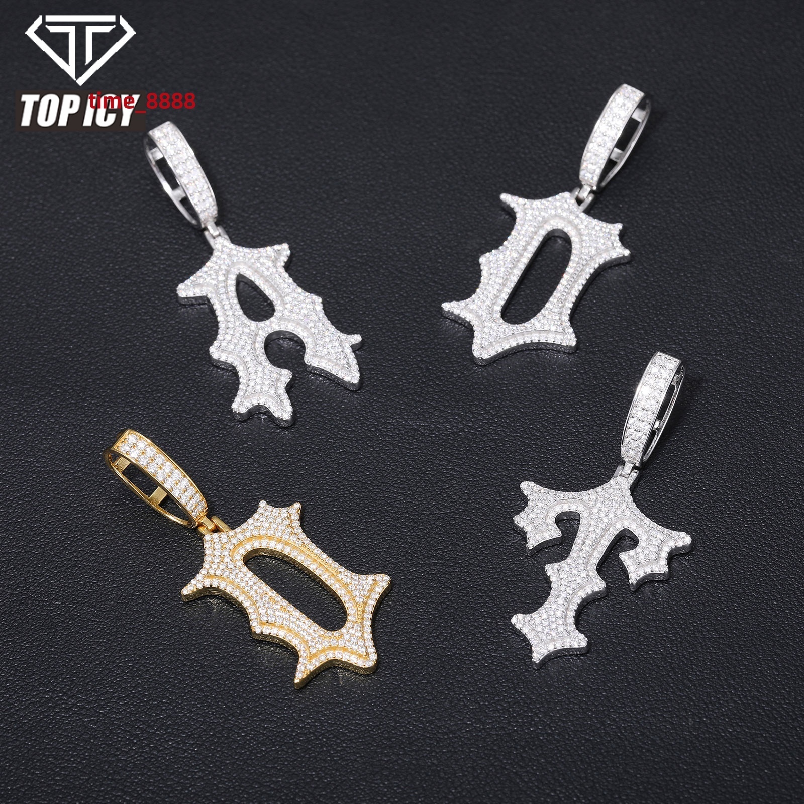 New Arrival Custom Letter Moissanite Pendant Men Letter 925 Silver Vvs Iced Out Diamond Moissanite Pendant for Men Women