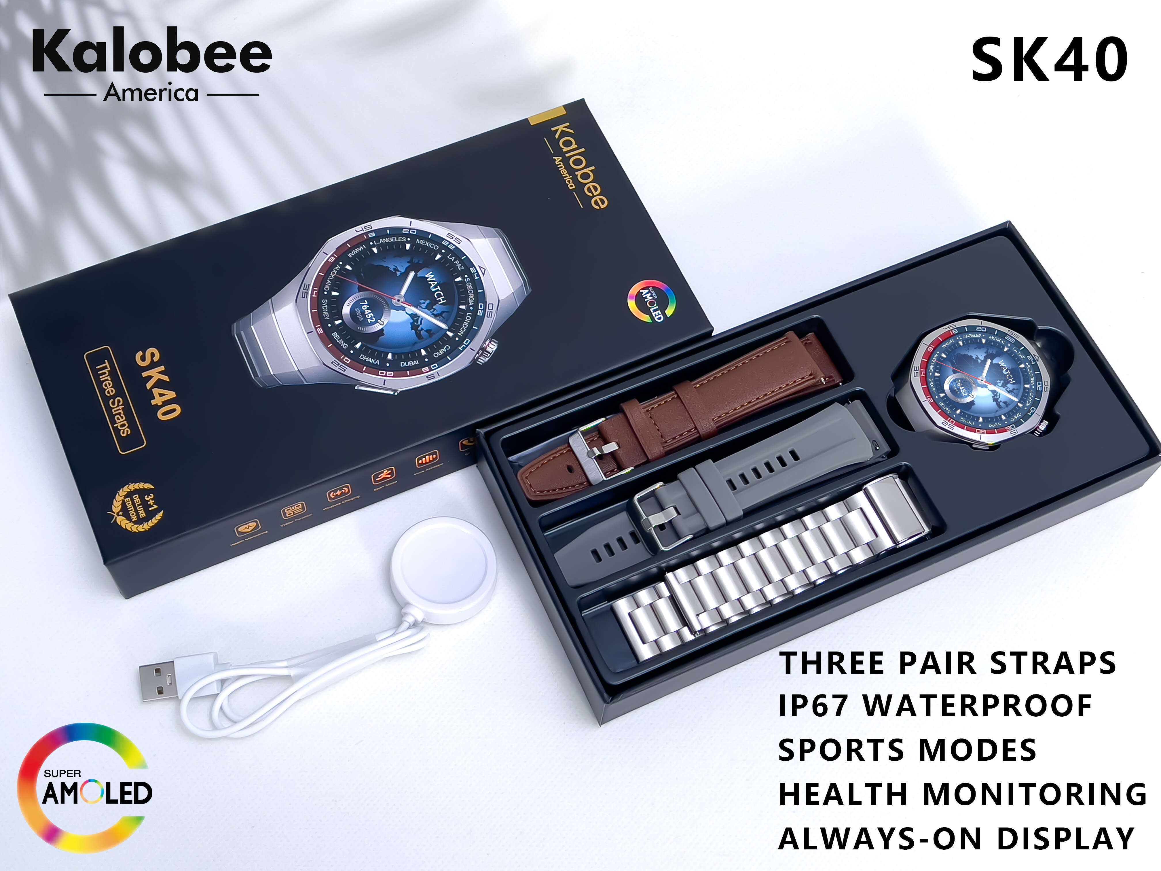 High Quality SK40 Smart 2025 Sports Watch for Man Outdoor 315mAh BT Call Smartwatches with 3 Straps 1.53-inch Smartwatch