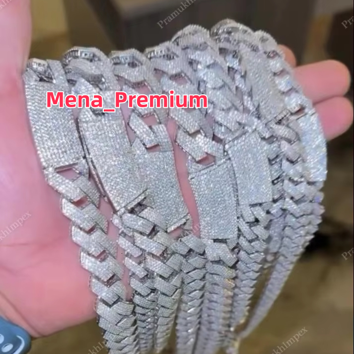Miami Style 925 Sterling Silver Cuban Link Necklace with Moissanite Hip Hop Jewelry from Indian Exporters