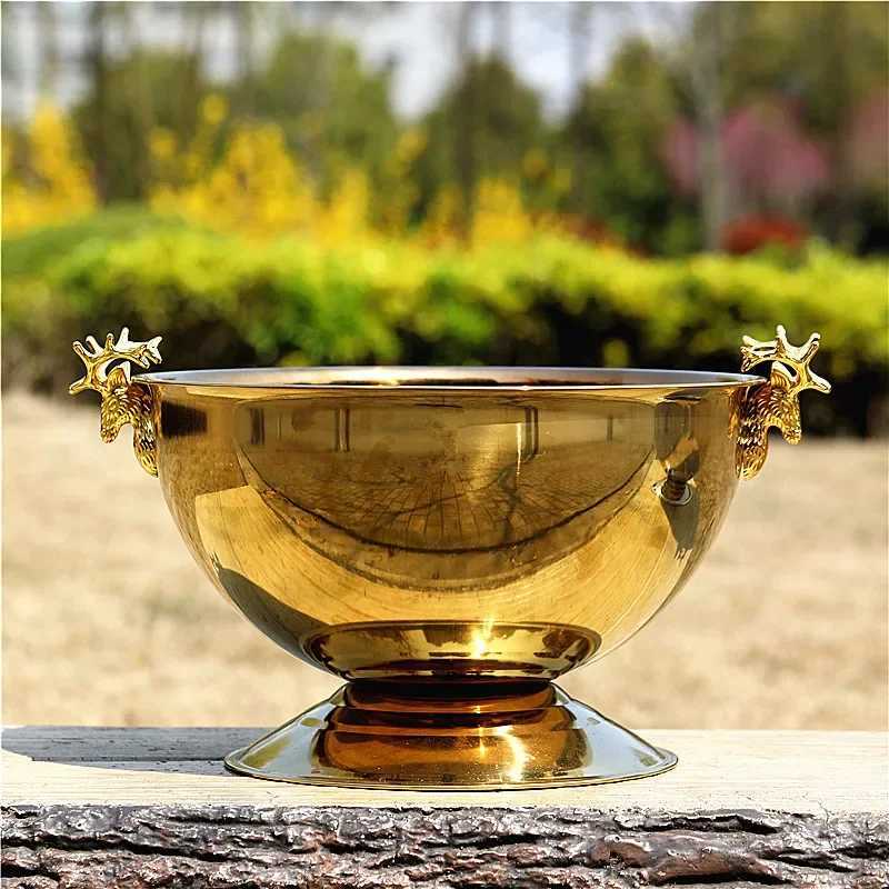 13.5L Deer Head Ear Cooling Champagne Bowl 304 Stainless Steel Gold Silver Wine Beer Ice Bucket Cocktail Beverage X250326
