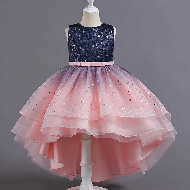 Flower girl princess sequins baby wedding Christmas Par tracking dress elegant vest for teenagers and children 3-15 years W250326
