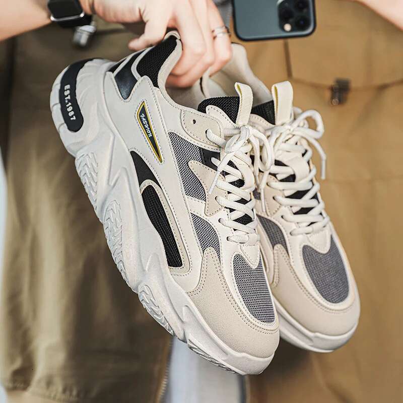 Designer Shoes Thick Soled Multifunctional Pleated Sports Shoes 2025 New Mesh Lace Up Breathable Casual Sports Shoes Adding Soft Soles For Men's 