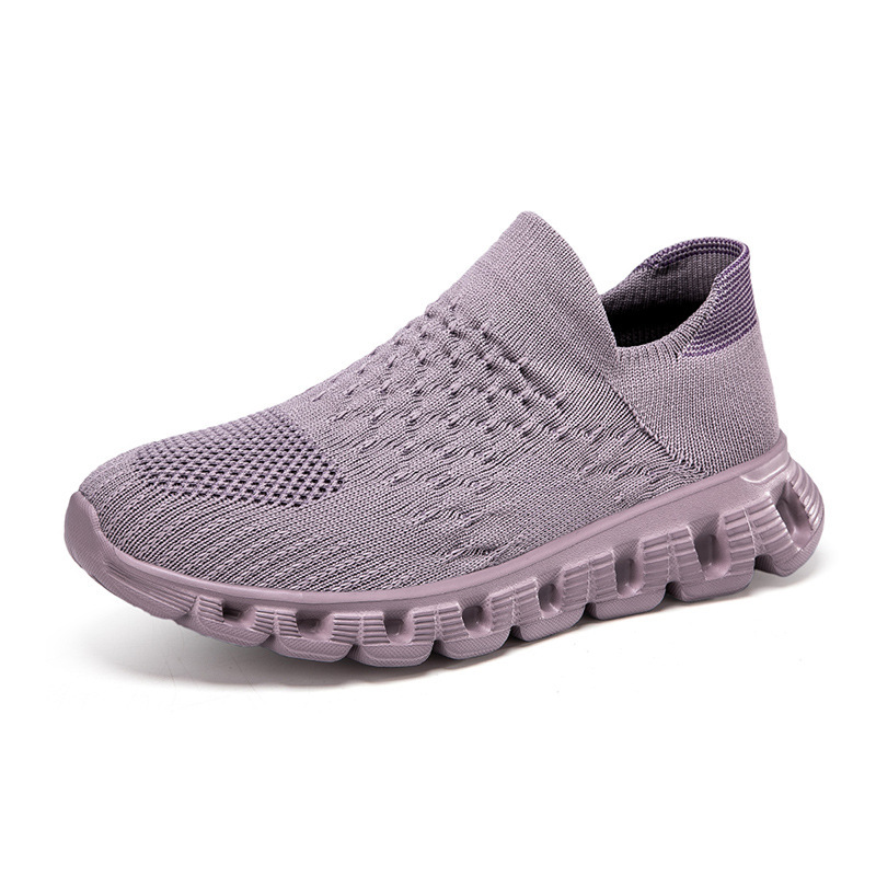 designer shoes 2025 new Men's shoes summer style breathable mesh upper casual knitted sock shoes for men slip-on style thick sole soft sole runni