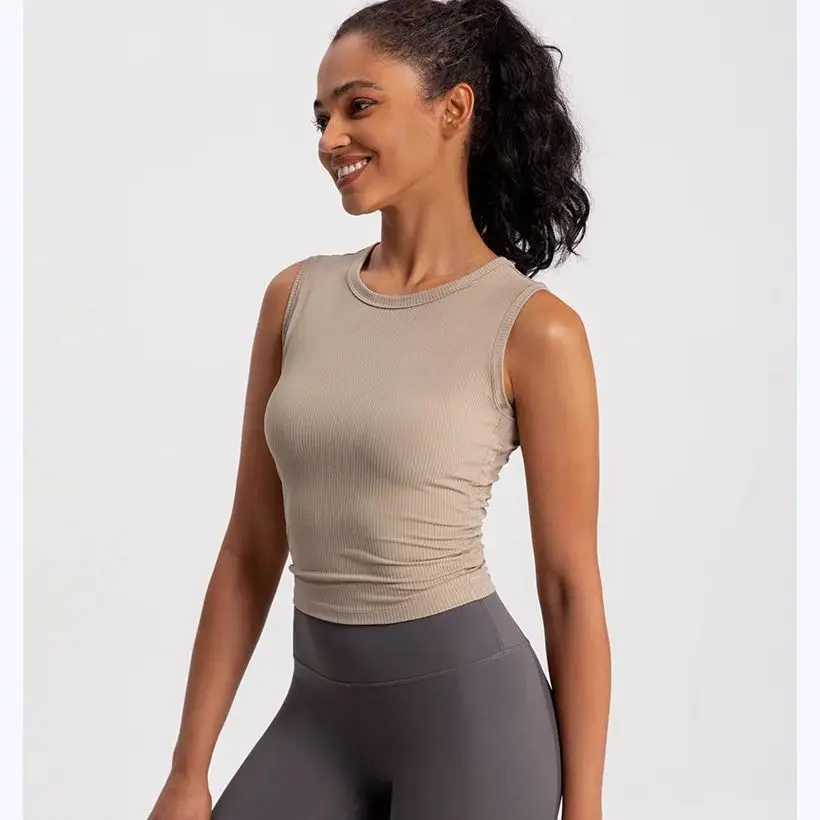 2024 Summer Womens Sports Tank Top Sleeveless Yoga Tank Top Ruffle Slim Fit Quick Drying Sports Top Running Shirt Fitness Top W250326