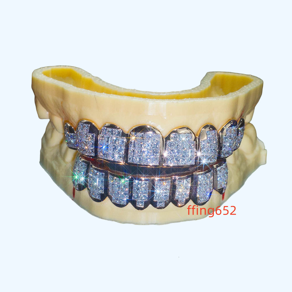 8 on 8 Vvs Baguette Moissanite Diamond With 10Kt Silver Gold Framing Attached Teeth Grillz Unique Wear Unisex