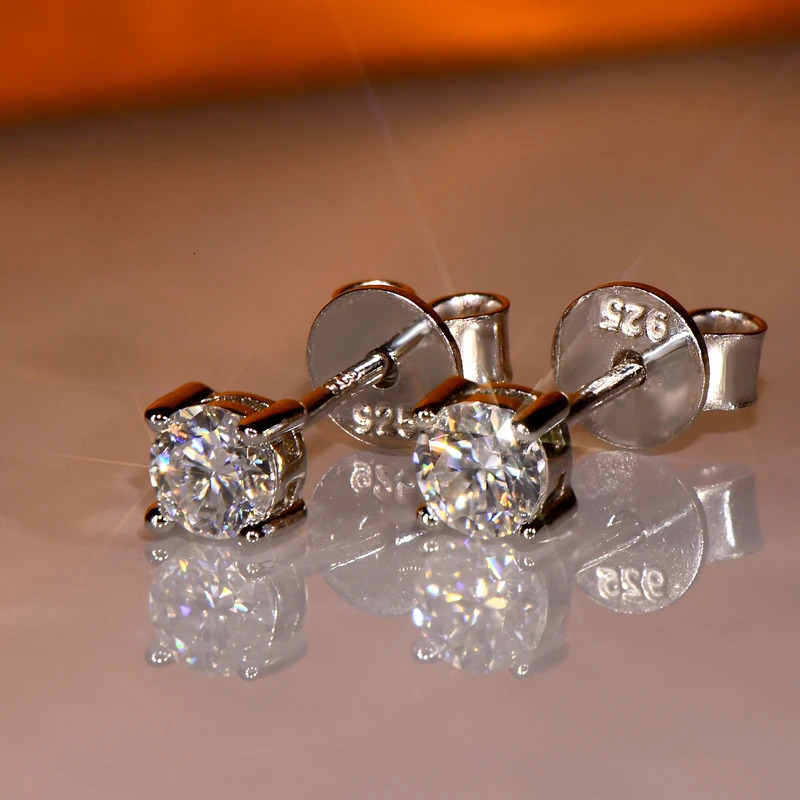IOGOU m/4mm/5mm/6.5mm/8mm/9mm/10mm/11mm Certified D VVS1 Stud Earrings 925 Silver Earrings For Women Men Jewelry 250318