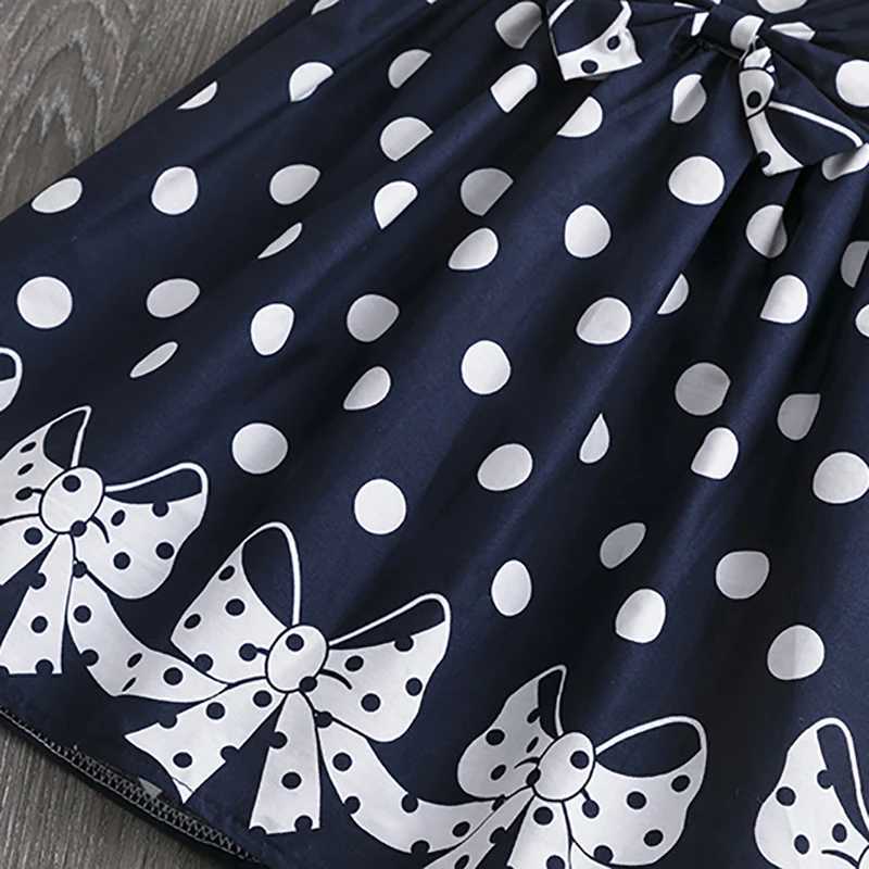 Summer girls short sleeved childrens dress polka dot dress wedding birthday Par Vestidos 3 6 7 9 12 year childrens casual clothing W250326