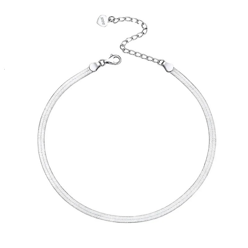 Bow-knot 925 Silver Anklet women Simple anklet adjustable pure silver ankle bracelets Summer bare foot chain jewelry women 250322