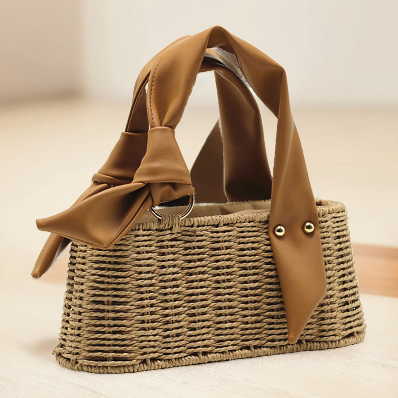free shipping new trapezoid handbag mobile phone bag straw woven bag women's woven bag
