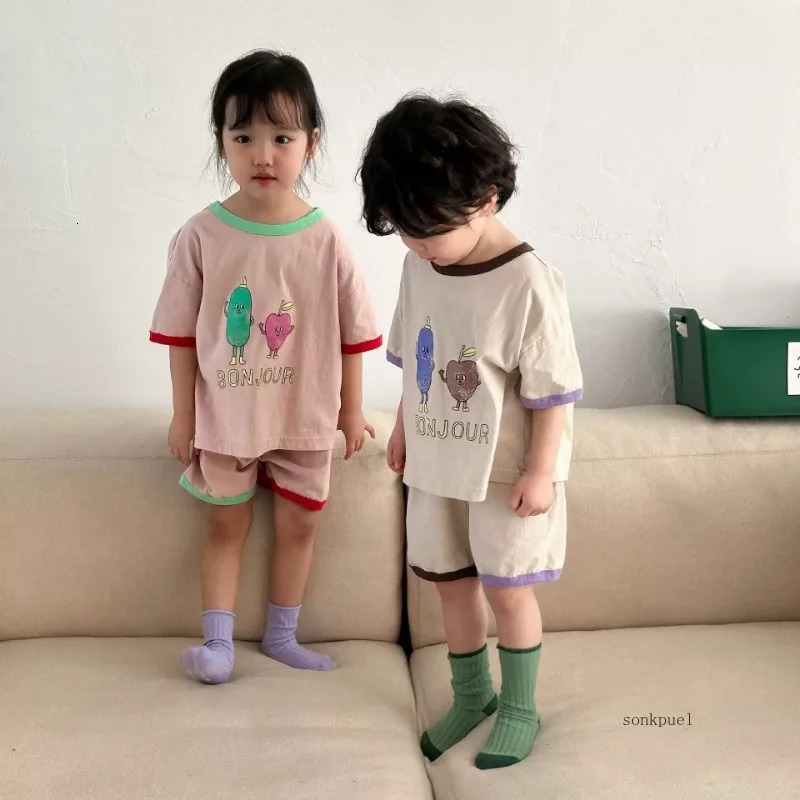 Summer Kids Clothing Set Short Sleeve T Shirt and Shorts 2 Pcs Boys Suit Casual Girls Clothes Set 250326